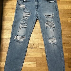 Distressed Blue Jeans